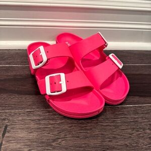 MIA Women's Pink Sandals with White Buckles